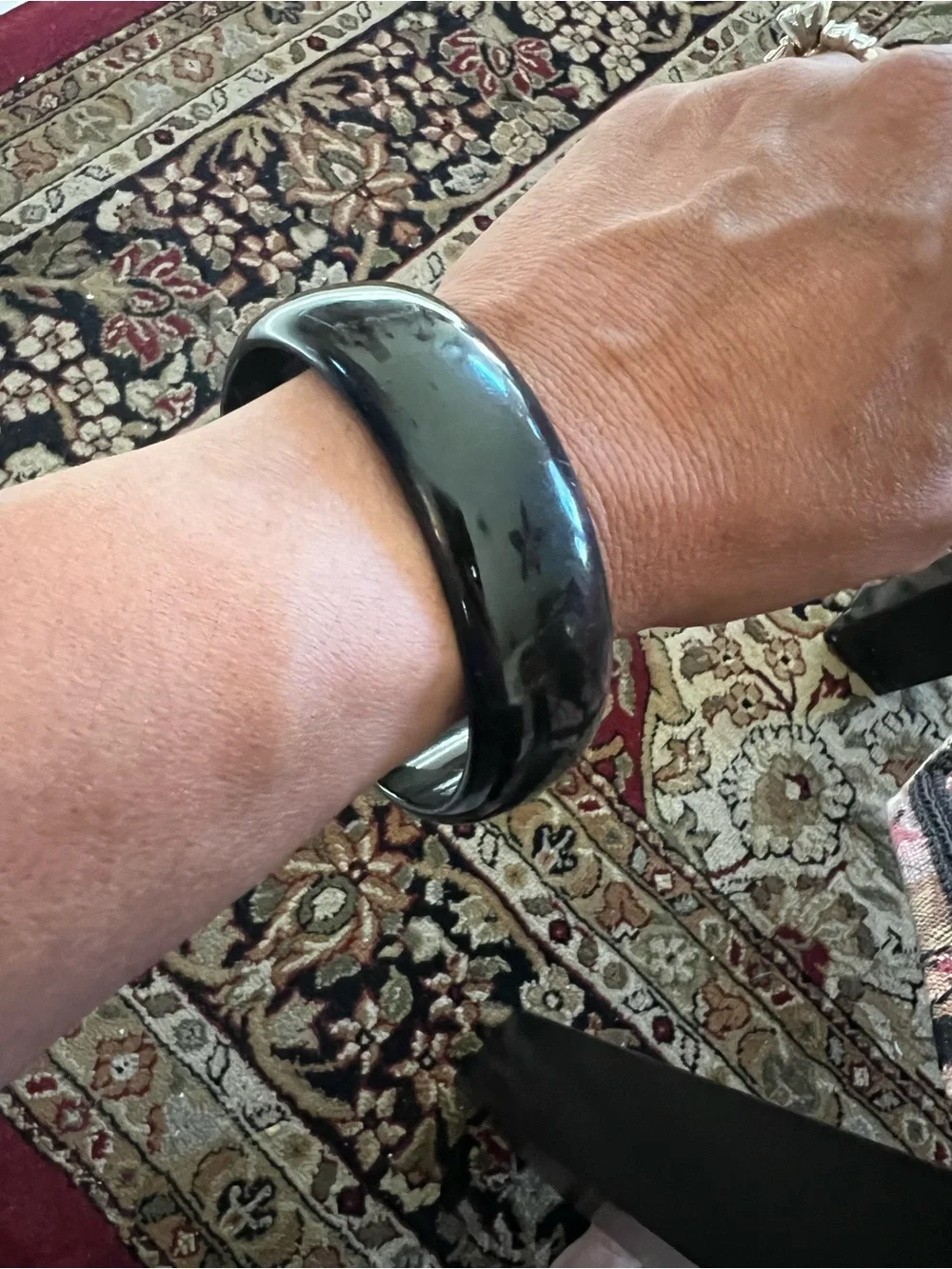 Vintage Rare Black Bakelite Bangle Bracelet!